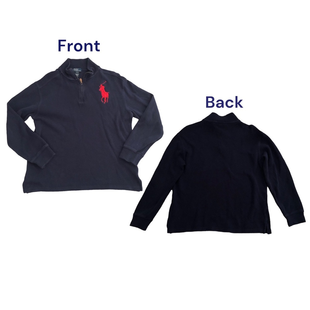 Polo Ralph Lauren Sweater Boys Size L 14 - 16 Navy Blue Quarter Zip